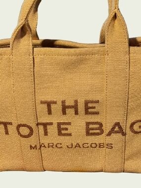 Marc Jacobs Canvas Tote Bag in Mustard Yellow with Brown Logo